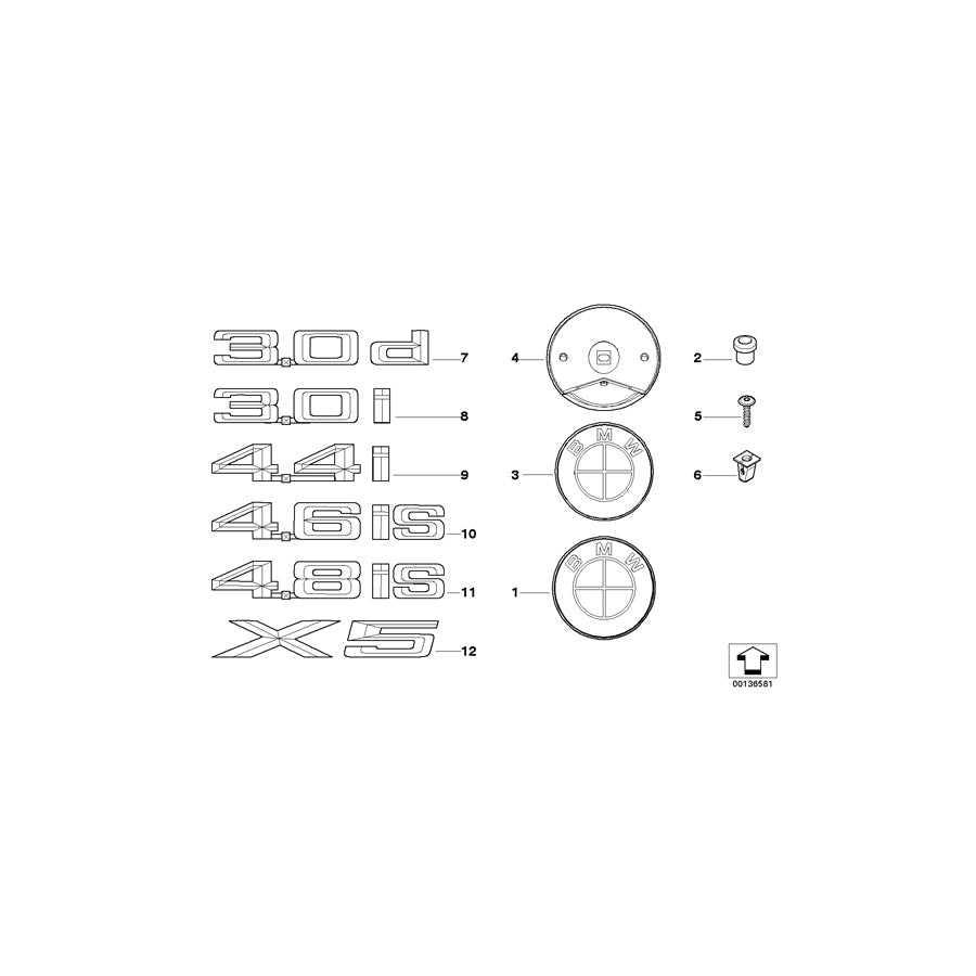 Genuine BMW 51147008542 E53 Emblem Adhered Left - 4.4I - (Inc. X5 4.4i) | ML Performance US Car Parts