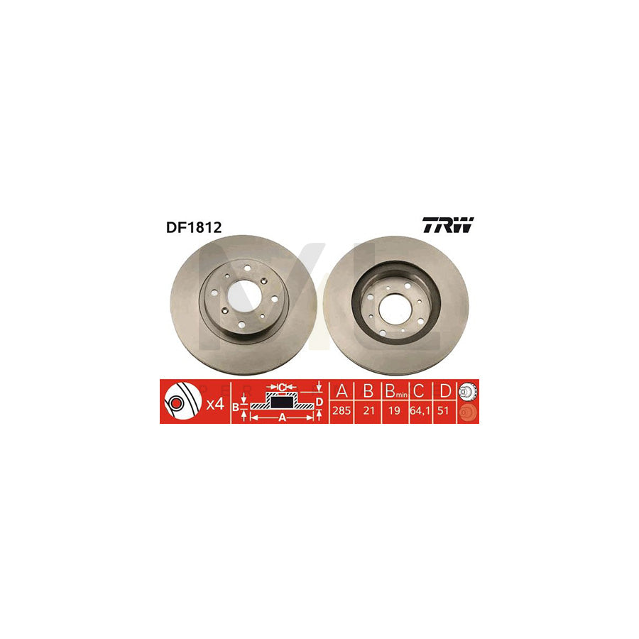 TRW DF1812 Brake Disc for ROVER 800 Vented, Painted | ML Performance Car Parts