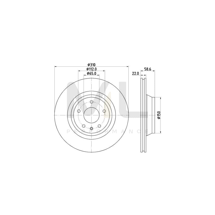 HELLA PRO 8DD 355 113-981 Brake Disc for AUDI TT Externally Vented, Coated, without wheel hub, without wheel studs