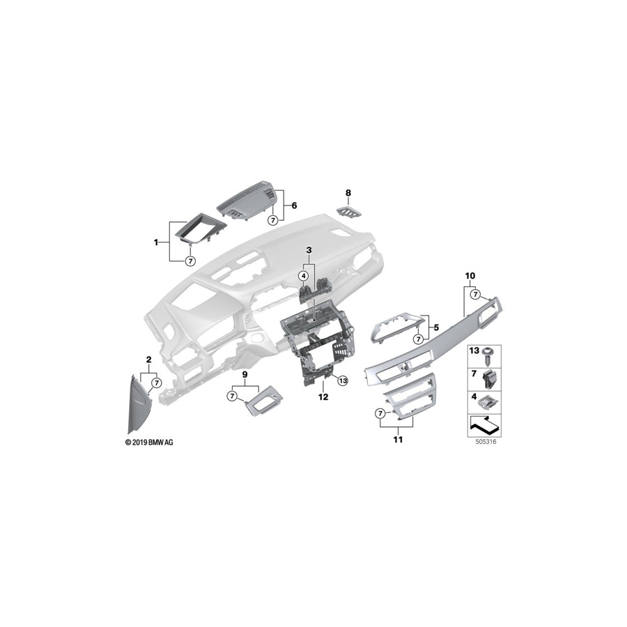 Genuine BMW 51459292148 F39 F48 Trim Panel, I-Panel, Outer Right (Inc. X1 28iX, X2 28iX & X1 20i) | ML Performance US Car Parts