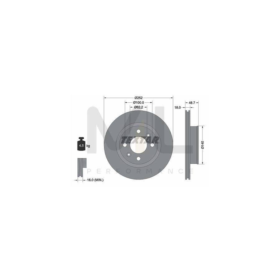 TEXTAR 92196500 Brake Disc Internally Vented, without wheel hub, without wheel studs | ML Performance Car Parts