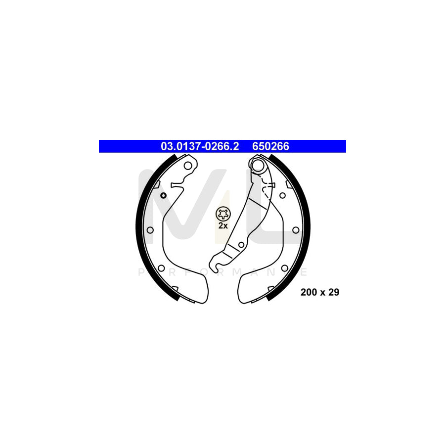 ATE 03.0137-0266.2 Brake Shoe Set with lever