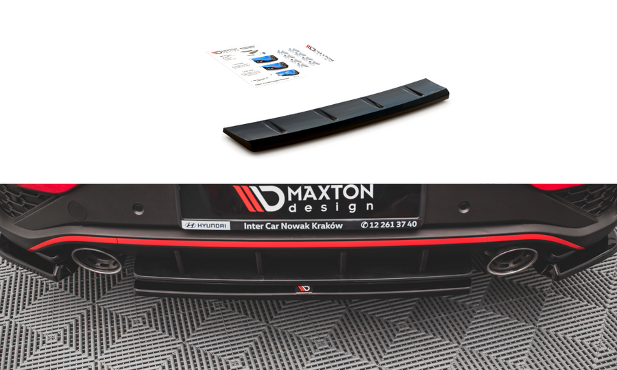 Maxton Design HY-I30-3F-N-RD1T Central Rear Splitter Hyundai I30N MK3 Facelift Hatchback | ML Performance UK Car Parts