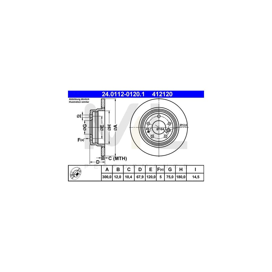 ATE 24.0112-0120.1 Brake Disc for BMW 7 (E32) Solid, High-carbon  - 1 piece