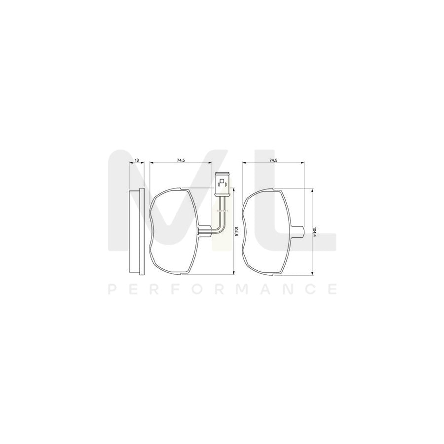 Bosch 0986424172 Brake Pad Set With Integrated Wear Sensor, With Anti-Squeak Plate BP074 | ML Performance Car Parts