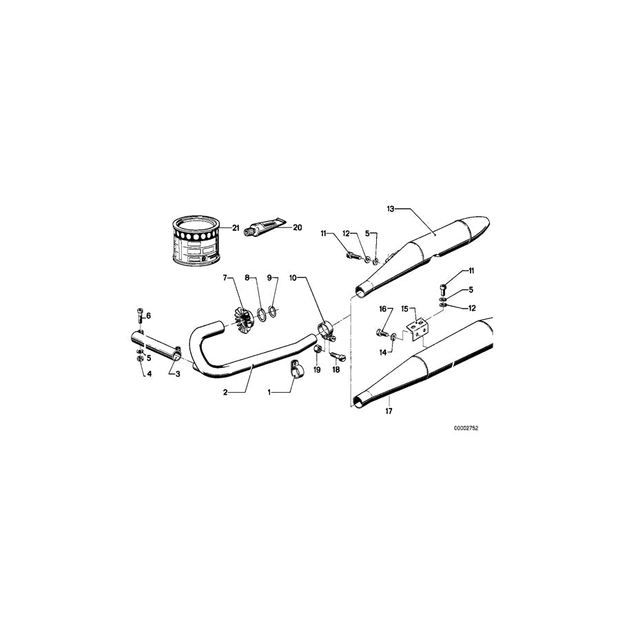 Genuine BMW 18121233210 Muffler, Left D=38 (Inc. R90/6, R 75 & R90S) | ML Performance US Car Parts