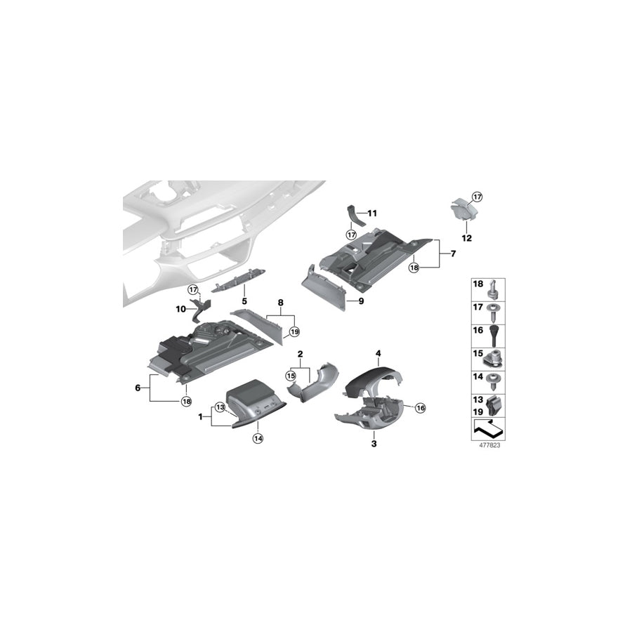 Genuine BMW 51459363697 G12 G15 G14 Cover Panel Tunnel Passenger's Side COGNAC (Inc. 750dX, 745eX & 740LeX) | ML Performance US Car Parts