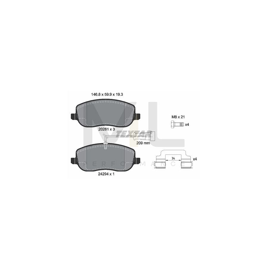 TEXTAR 2429401 Brake pad set for FIAT Croma II Estate (194) with integrated wear warning contact | ML Performance Car Parts