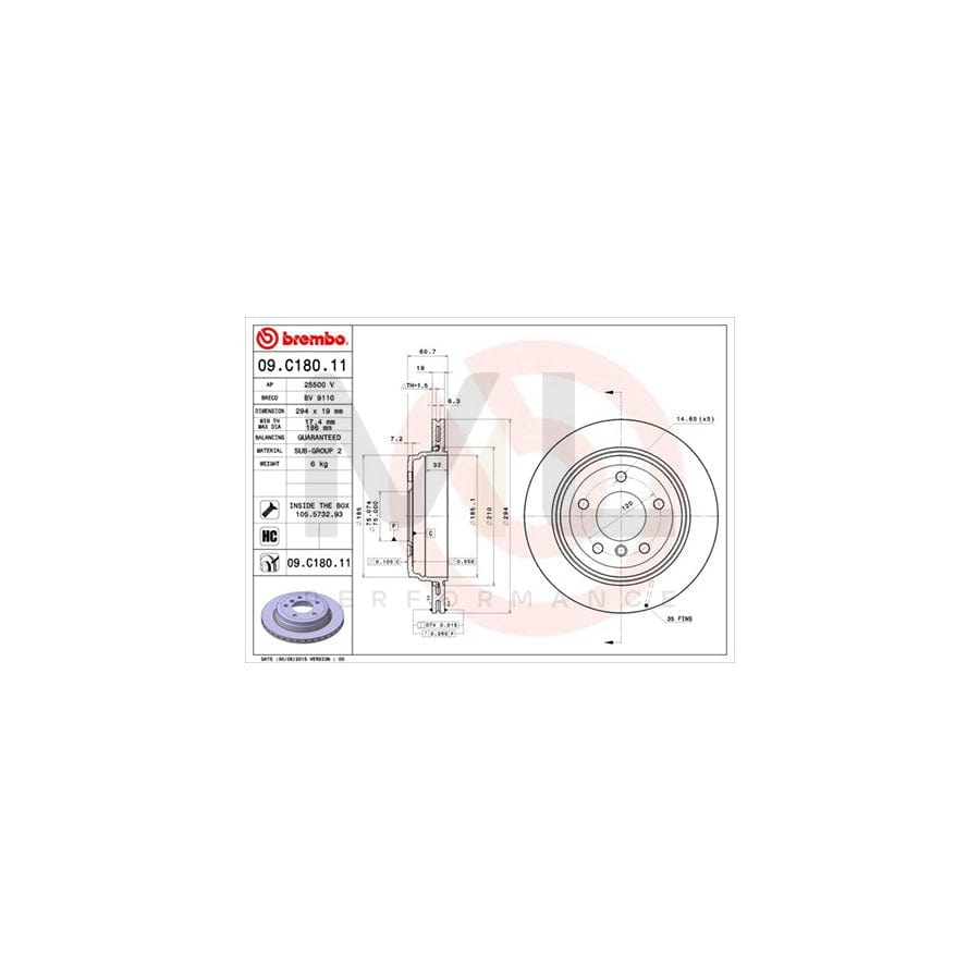 BREMBO COATED DISC LINE 09.C180.11 Brake Disc for BMW 3 Series Internally Vented, Coated, High-carbon, with bolts/screws | ML Performance Car Parts