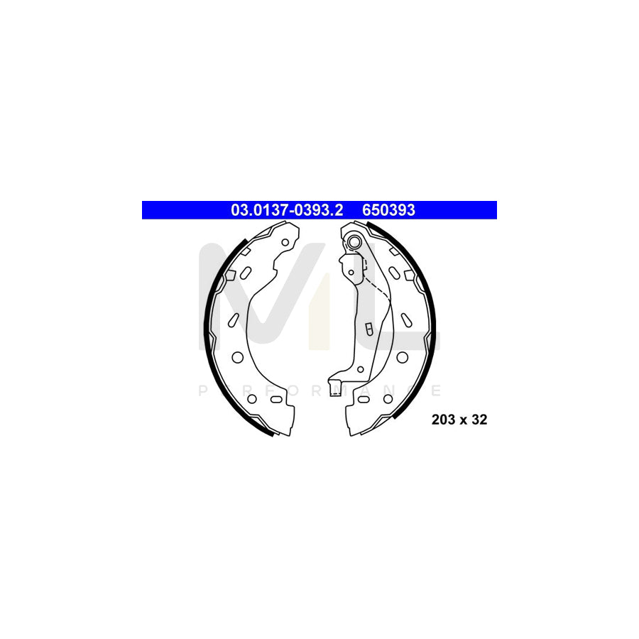 ATE 03.0137-0393.2 Brake Shoe Set with lever