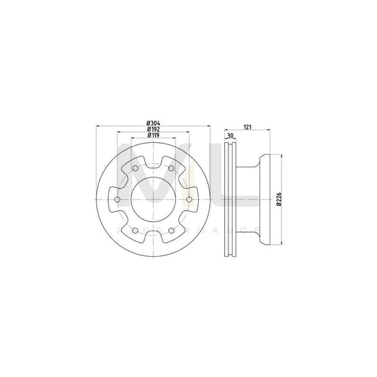 TEXTAR 93191400 Brake Disc suitable for MERCEDES-BENZ VARIO Internally Vented, without wheel hub | ML Performance Car Parts