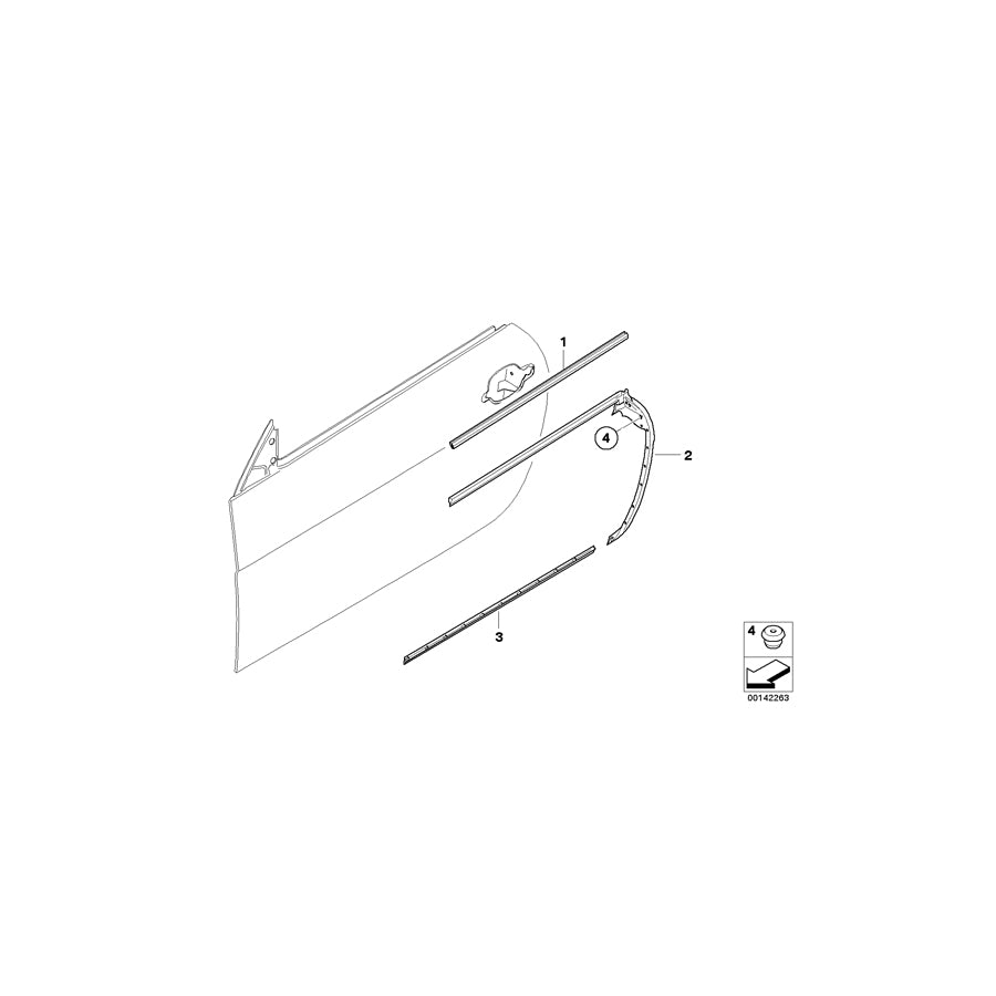 Genuine BMW 51337008574 E64 E63 Channel Sealing,Inside,Door, Front Right (Inc. 650i, 630i & M6) | ML Performance US Car Parts