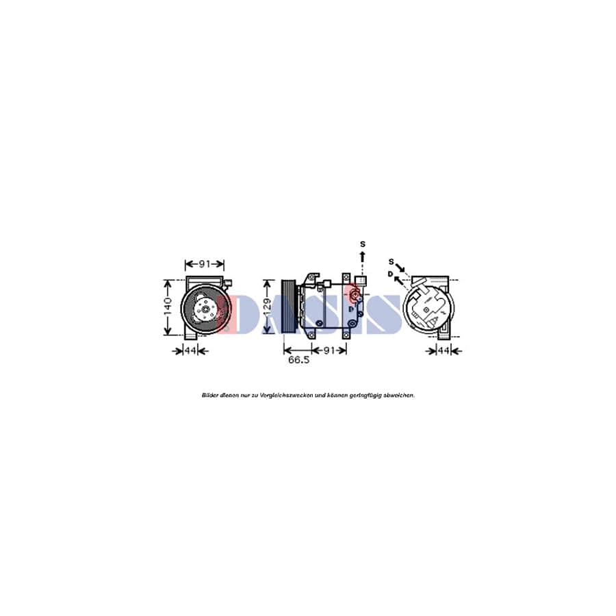 AKS Dasis 851673N Compressor, Air Conditioning for Nissan Micra
