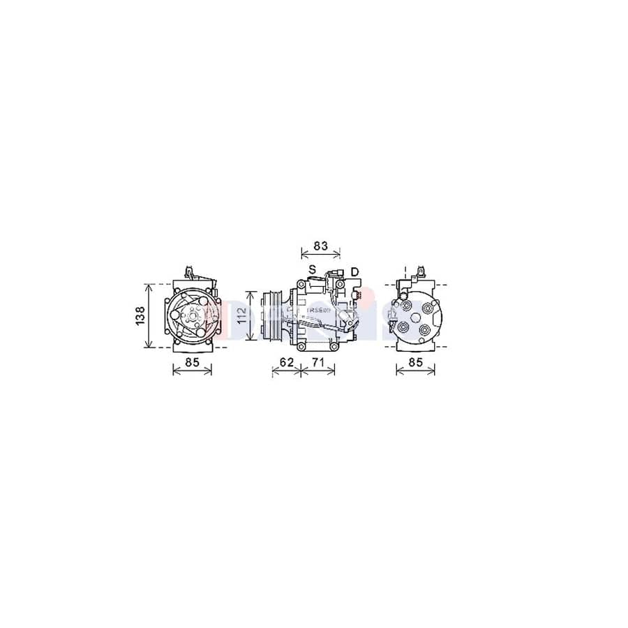 AKS Dasis 852782N Compressor, Air Conditioning for Honda CIVIC IX Hatchback (Fk)