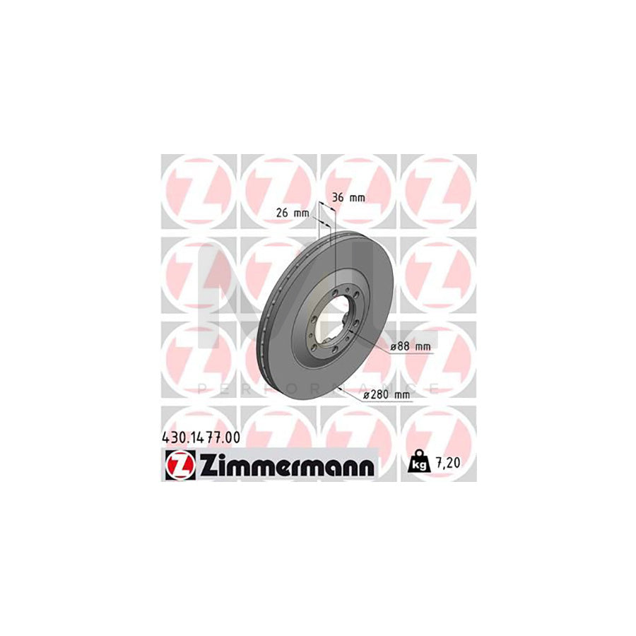ZIMMERMANN 430.1477.00 Brake Disc Internally Vented  - 1 piece