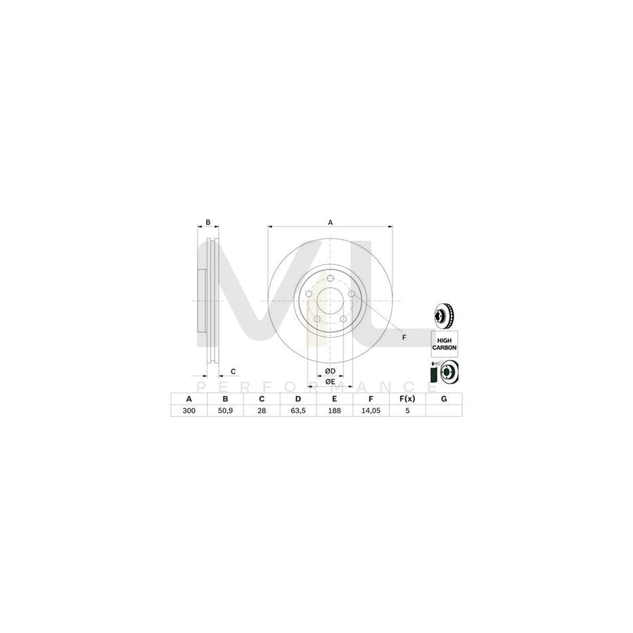 BOSCH 0 986 479 D44 Brake Disc Vented, Coated, Alloyed / High-carbon | ML Performance Car Parts