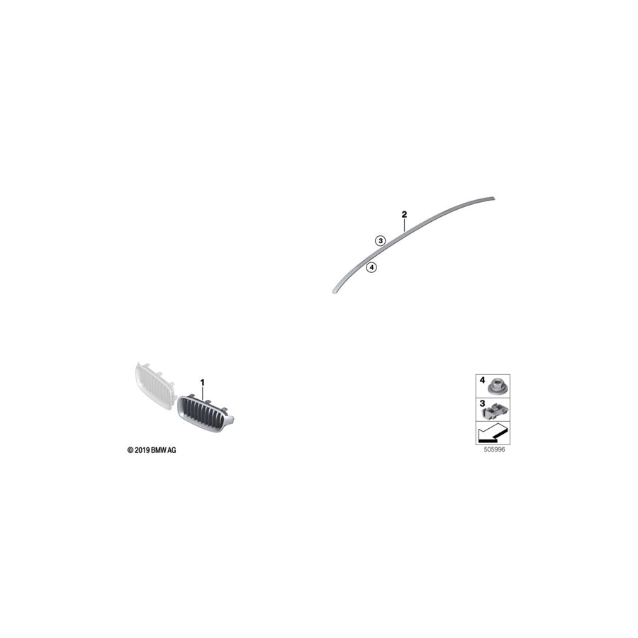 Genuine BMW 51137333272 F31 Roof Molding Prime-Coated Right (Inc. 330dX, 328i & 328dX) | ML Performance US Car Parts