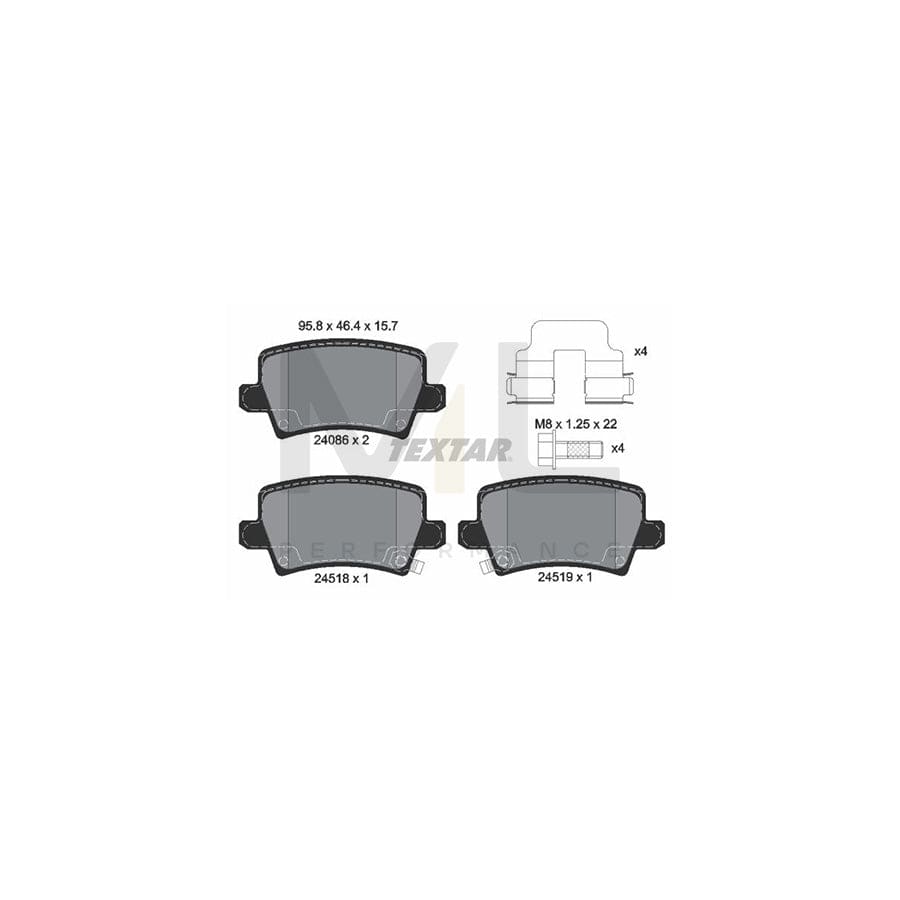 TEXTAR 2408601 Brake pad set for HONDA Civic VIII Hatchback (FN, FK) with acoustic wear warning | ML Performance Car Parts