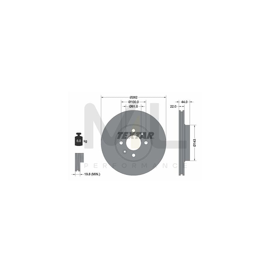 TEXTAR PRO 92064803 Brake Disc Internally Vented, Coated, without wheel hub, without wheel studs | ML Performance Car Parts