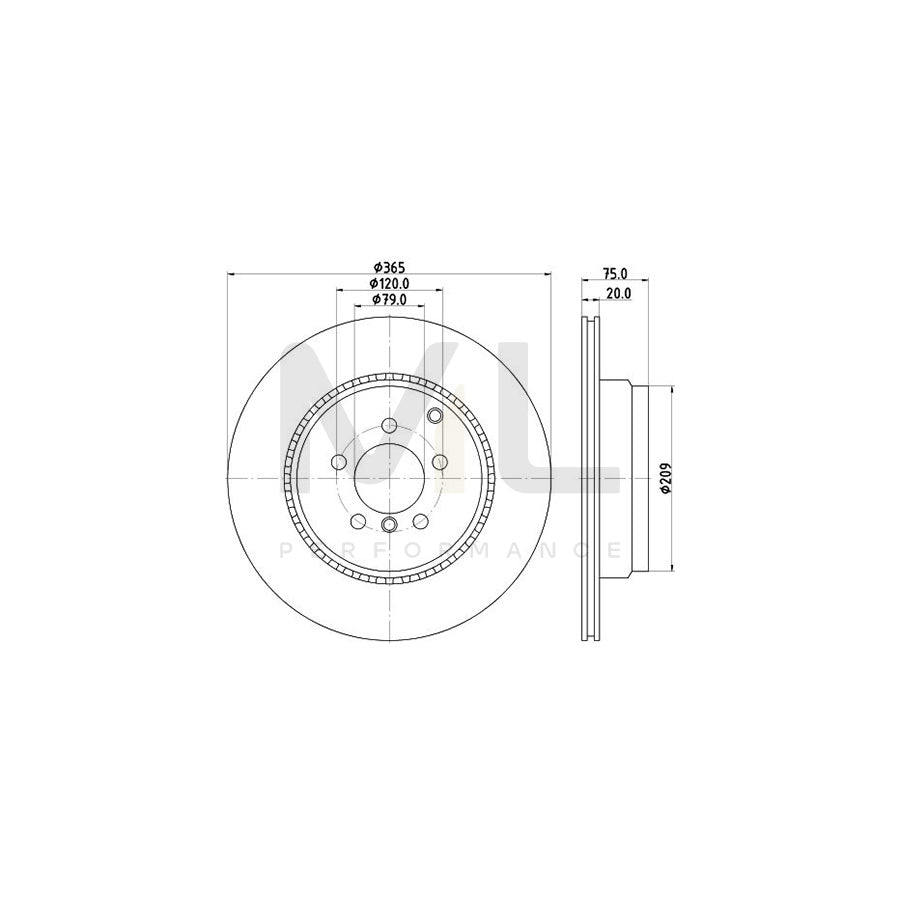 HELLA PRO 8DD 355 116-961 Brake Disc for LAND ROVER Range Rover III (L322) Externally Vented, Coated, without wheel hub, without wheel studs