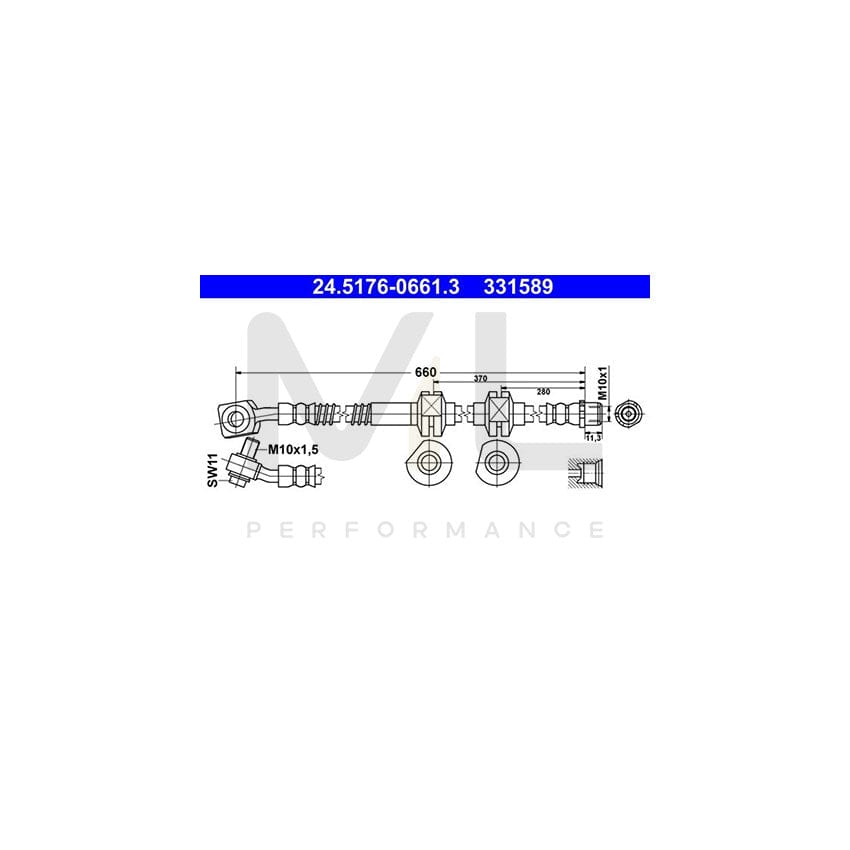 ATE 24.5176-0661.3 Brake Hose 660mm, M10x1