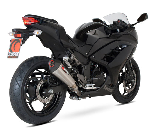 Scorpion RKA95SEO Kawasaki Serket Taper Slip-On - Brushed Stainless Steel Sleeve (Ninja 300 / Z300) | ML Performance US US