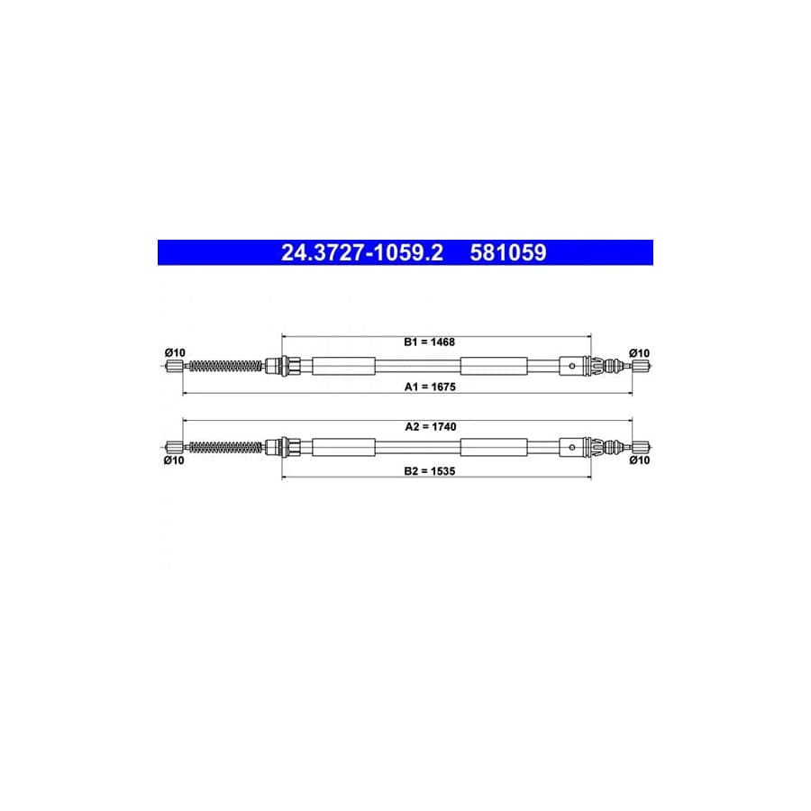 ATE 24.3727-1059.2 Hand Brake Cable for Renault Espace III (Je)
