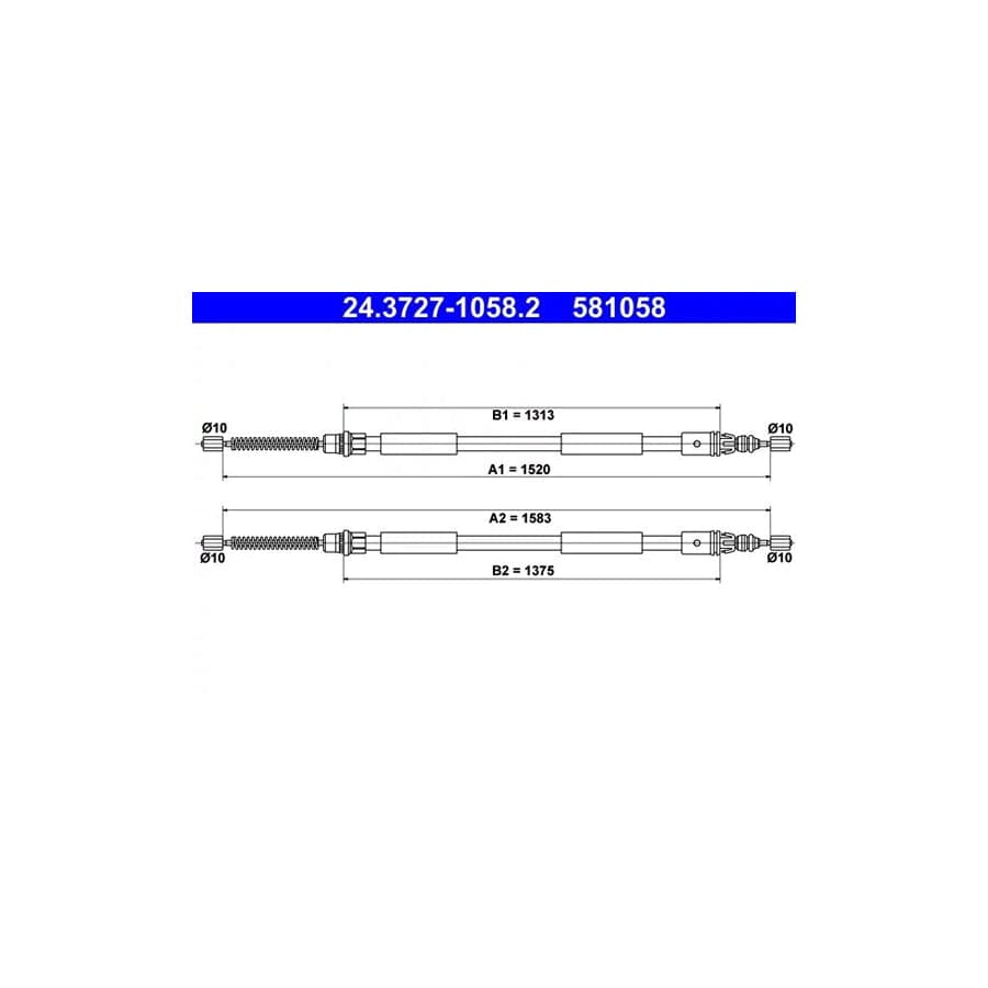 ATE 24.3727-1058.2 Hand Brake Cable for Renault Espace III (Je)