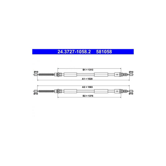 ATE 24.3727-1058.2 Hand Brake Cable for Renault Espace III (Je)