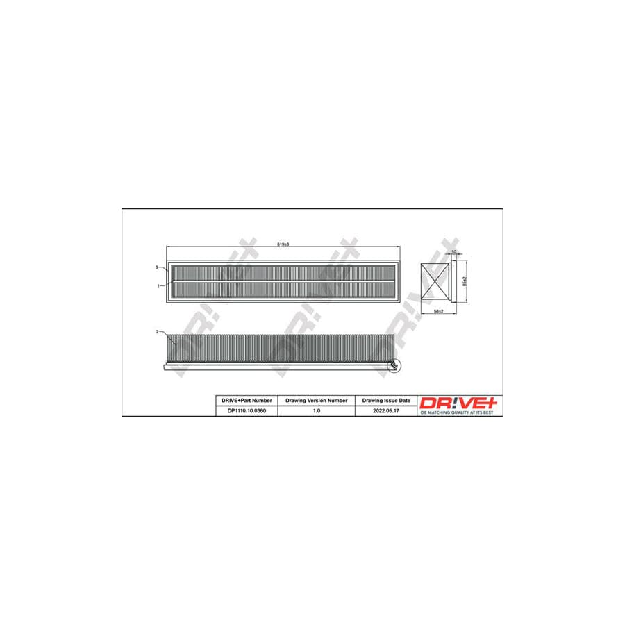 Dr!Ve+ Dp1110.10.0360 Air Filter Suitable For Mercedes-Benz C-Class