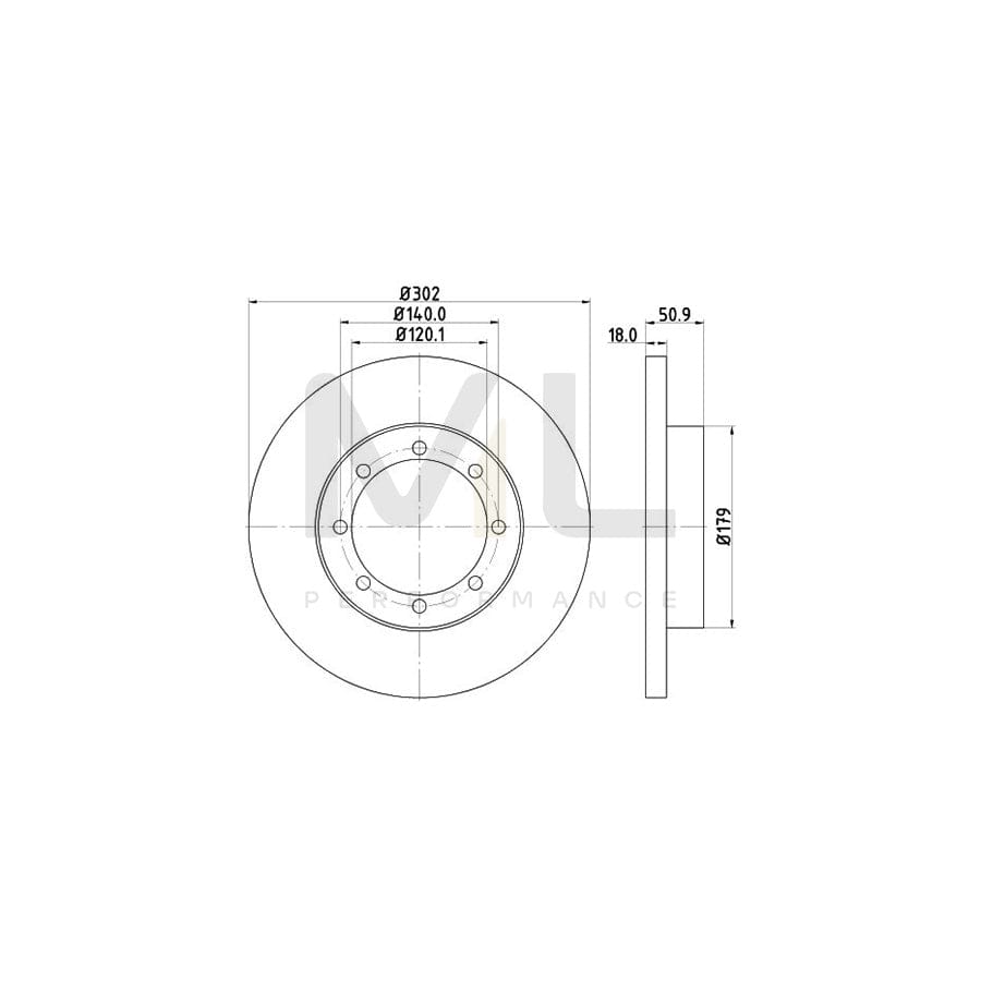 HELLA 8DD 355 117-281 Brake Disc Solid, without wheel hub, without wheel studs