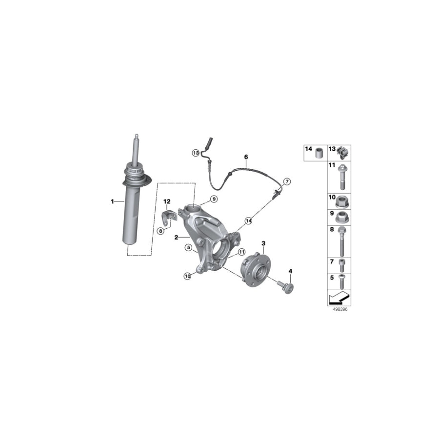 Genuine BMW 31306888462 F39 Front Right Spring Strut (Inc. X2 20d, X2 18i & X2 16d) | ML Performance US Car Parts