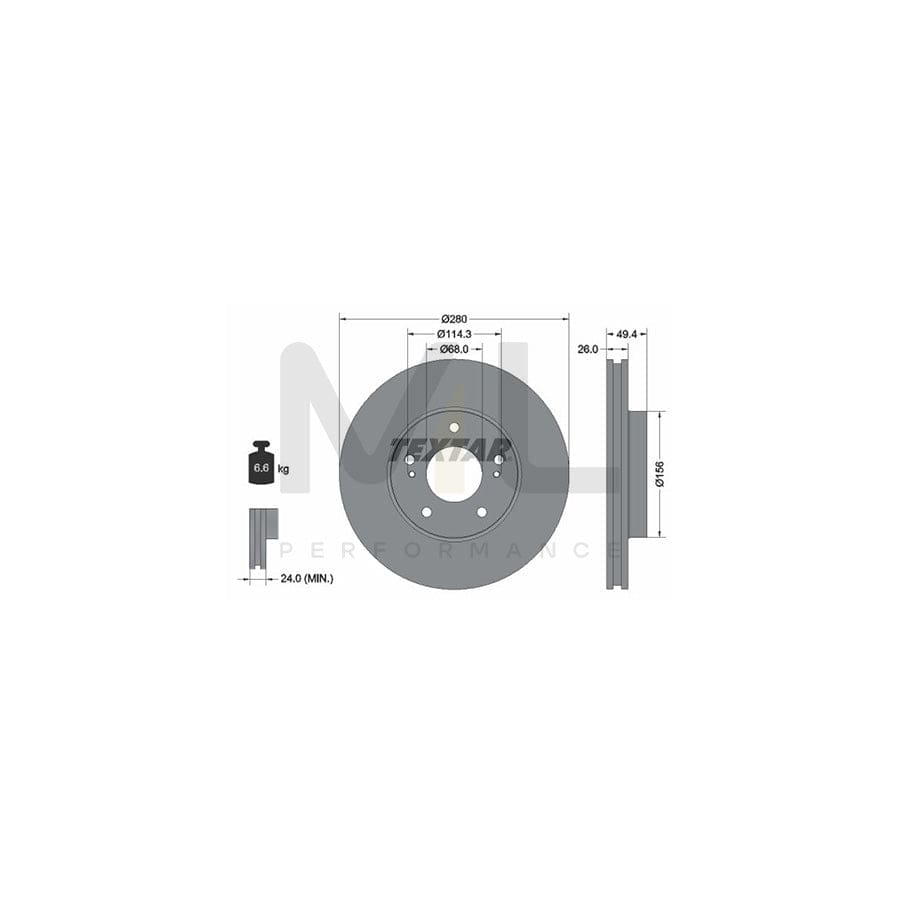 TEXTAR PRO 92179003 Brake Disc Internally Vented, Coated, without wheel hub, without wheel studs | ML Performance Car Parts