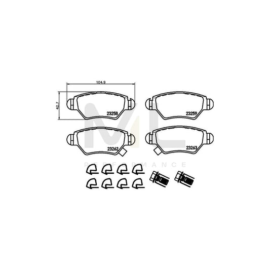 Hella 8DB 355 019-271 Brake Pad Set With Acoustic Wear Warning, With Brake Caliper Screws, With Accessories