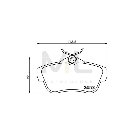 Hella 8DB 355 013-421 Brake Pad Set Not Prepared For Wear Indicator, With Brake Caliper Screws, With Accessories