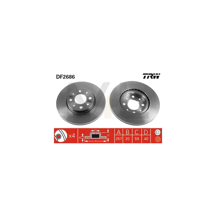 TRW DF2686 Brake Disc Vented, Painted | ML Performance Car Parts