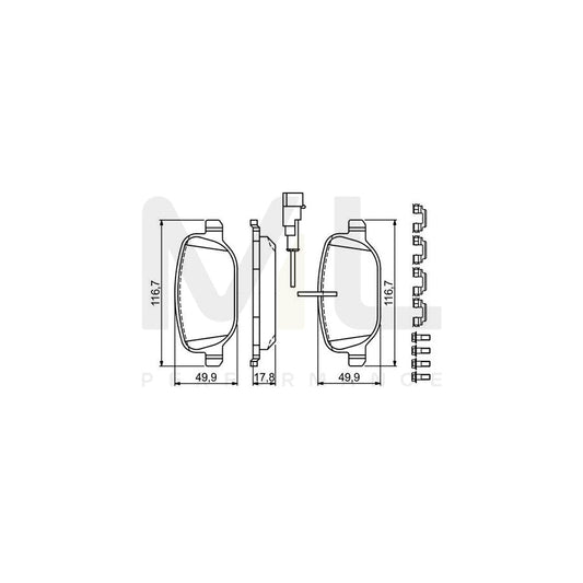 Bosch 0986494717 Brake Pad Set For Alfa Romeo 4C With Integrated Wear Sensor, With Bolts/Screws, With Accessories, With Spring BP1732 | ML Performance Car Parts