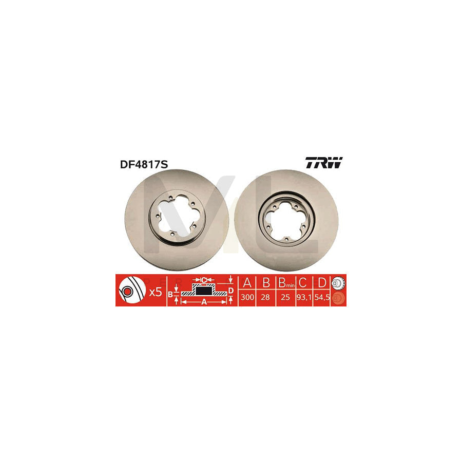 TRW DF4817S Brake Disc for FORD TRANSIT Vented | ML Performance Car Parts