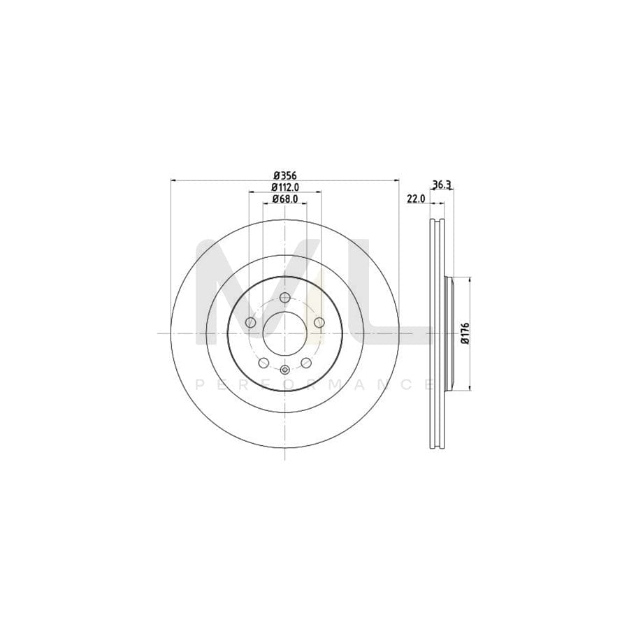 HELLA 8DD 355 125-551 Brake Disc Internally Vented, Coated, without wheel hub, without wheel studs