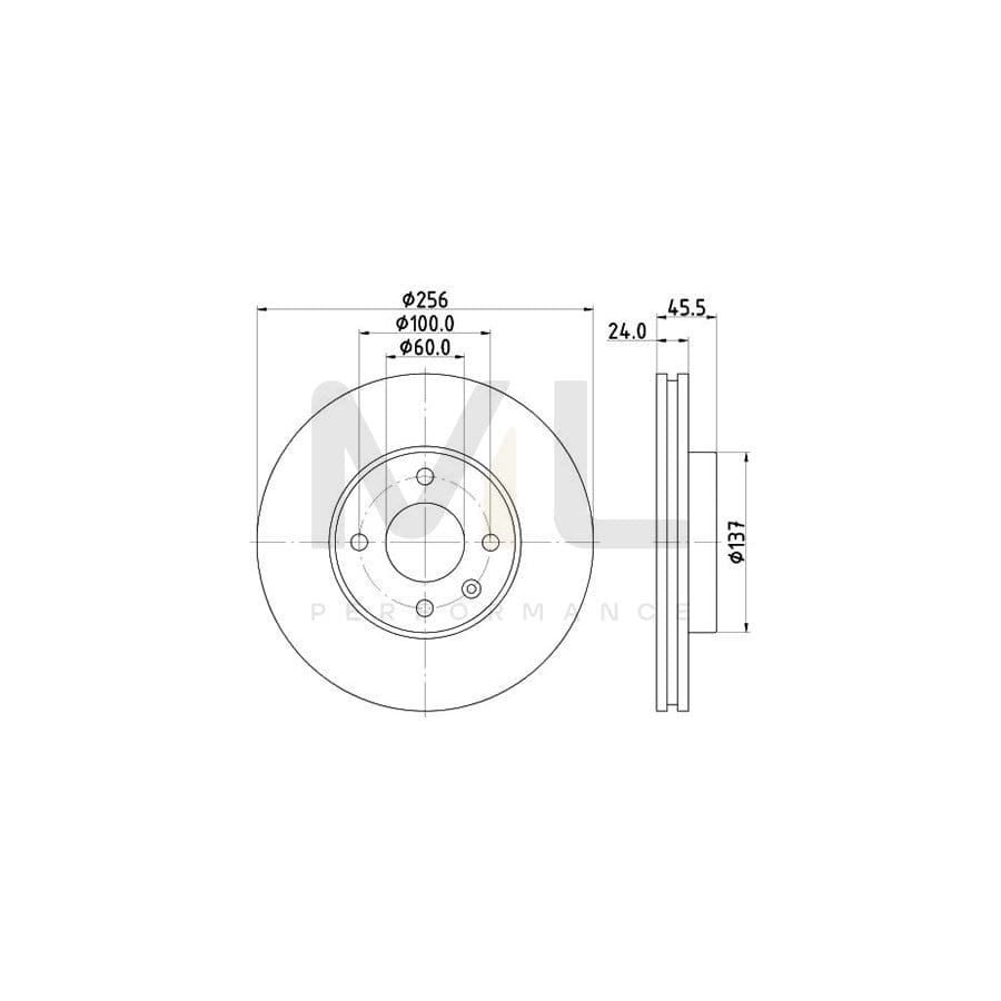 HELLA 8DD 355 119-351 Brake Disc Internally Vented, without wheel hub, without wheel studs
