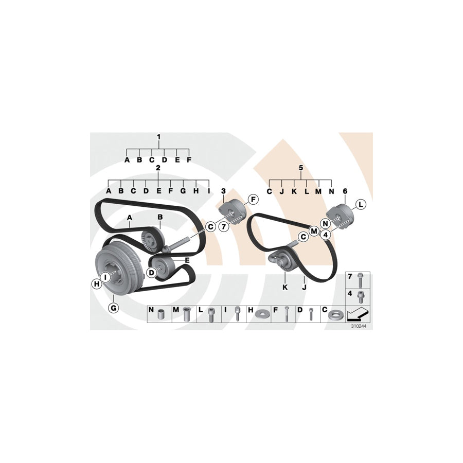 Genuine BMW 11282339100 E61 E83 Set, Belts For Water Pump, Alternator VALUE LINE (Inc. 320d, 320Cd & 318d) | ML Performance UK Car Parts