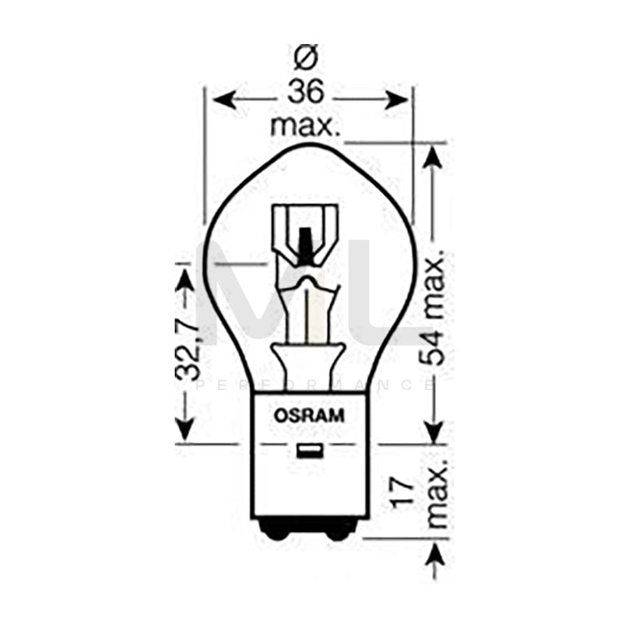 OSRAM 7327 Bulb, spotlight S2 12V 35 / 35W BA20d Halogen