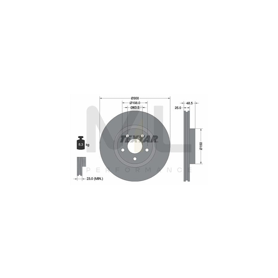 TEXTAR 92141300 Brake Disc Internally Vented, without wheel hub, without wheel studs | ML Performance Car Parts