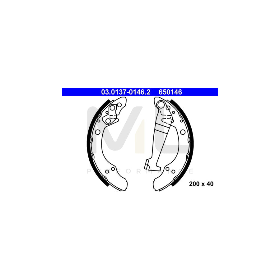 ATE 03.0137-0146.2 Brake Shoe Set with lever