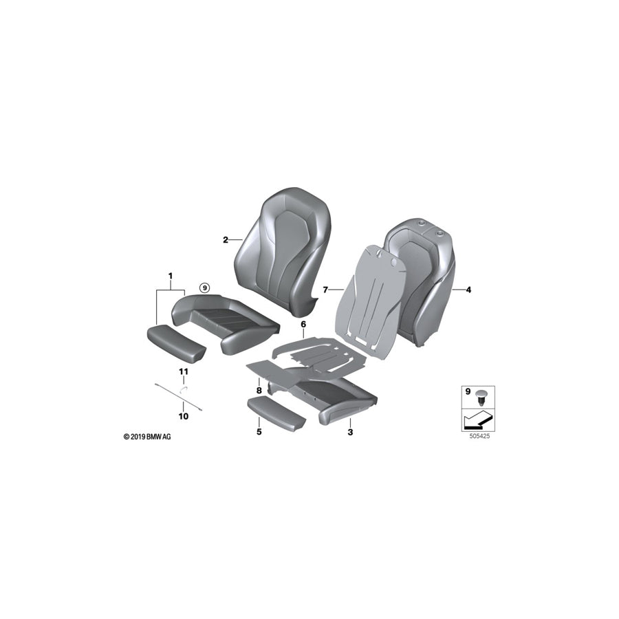 Genuine BMW 52107387699 G30 G31 G32 Foam Pad Sport Backrest Left (Inc. 520i 1.6, 640i & 630iX) | ML Performance US Car Parts