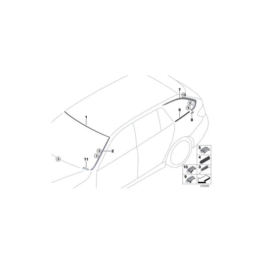 Genuine BMW 51337263223 F31 Trim Strip, Side Frame, Left (Inc. 330dX, 318d & 330iX) | ML Performance US Car Parts