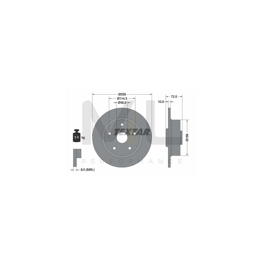 TEXTAR 92078800 Brake Disc Solid, with wheel hub, without wheel studs | ML Performance Car Parts
