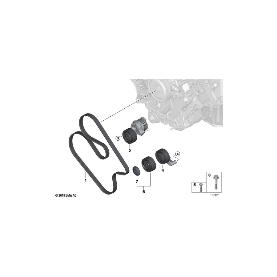 Genuine BMW 11287631820 E67 Ribbed V-Belt PK6X1508 (Inc. 745LiS) | ML Performance UK Car Parts
