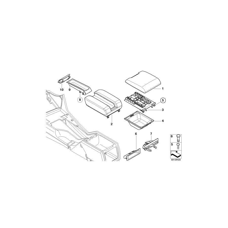 Genuine BMW 51168213874 E39 Sliding Unit F Telephone Centre Arm Rest (Inc. 540i, 523i & 528i) | ML Performance US Car Parts