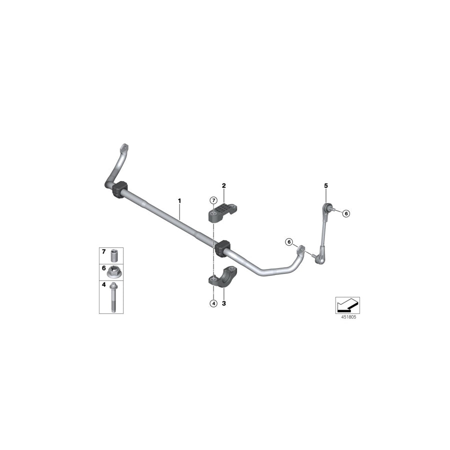 Genuine BMW 31306873466 G30 G31 G32 Stabilizer Front With Rubber Mounting (Inc. 540i, 630i & 530d) | ML Performance US Car Parts